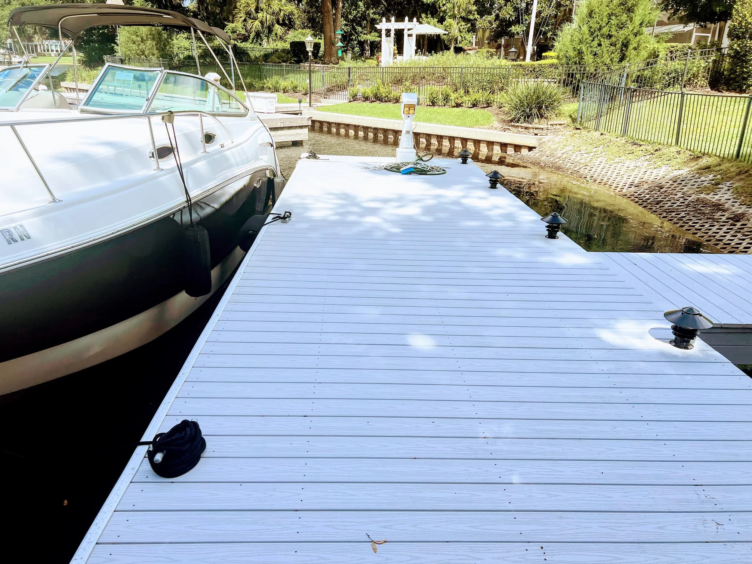 Composite dock over calm water